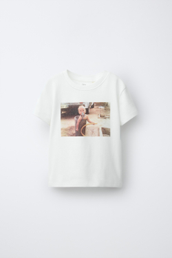 ZARA X PUKAS ФУТБОЛКА С ФОТОПРИНТОМ PUKAS SURF, БЕЛЫЙ