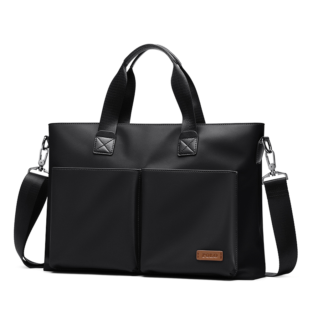 POLO Fabric Portable Briefcase Large Men"s Black/Gray