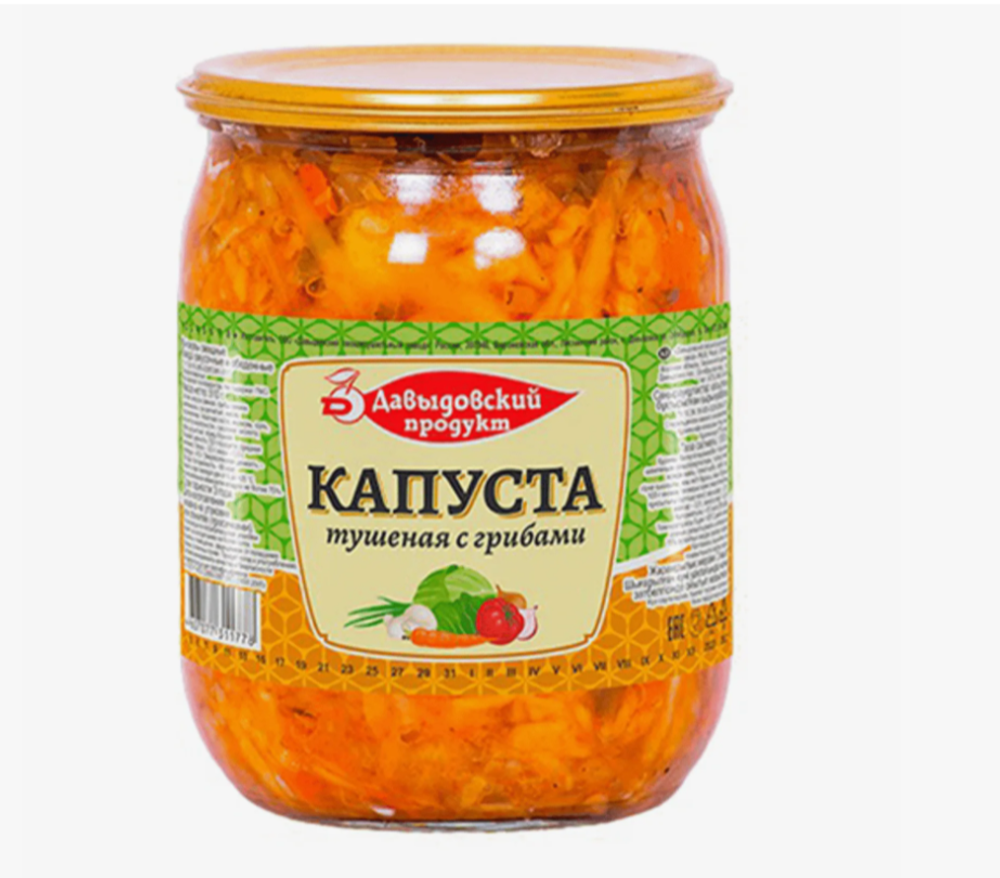 Капуста тушёная Давыдовский продукт с грибами, 520гр.