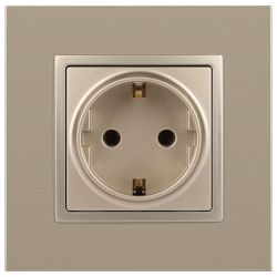Розетка ЭРА Elegance 14-2102-04 с заземлением 2P+E Schuko со шторками 16A-250В IP20 шампань | Эра Elegance