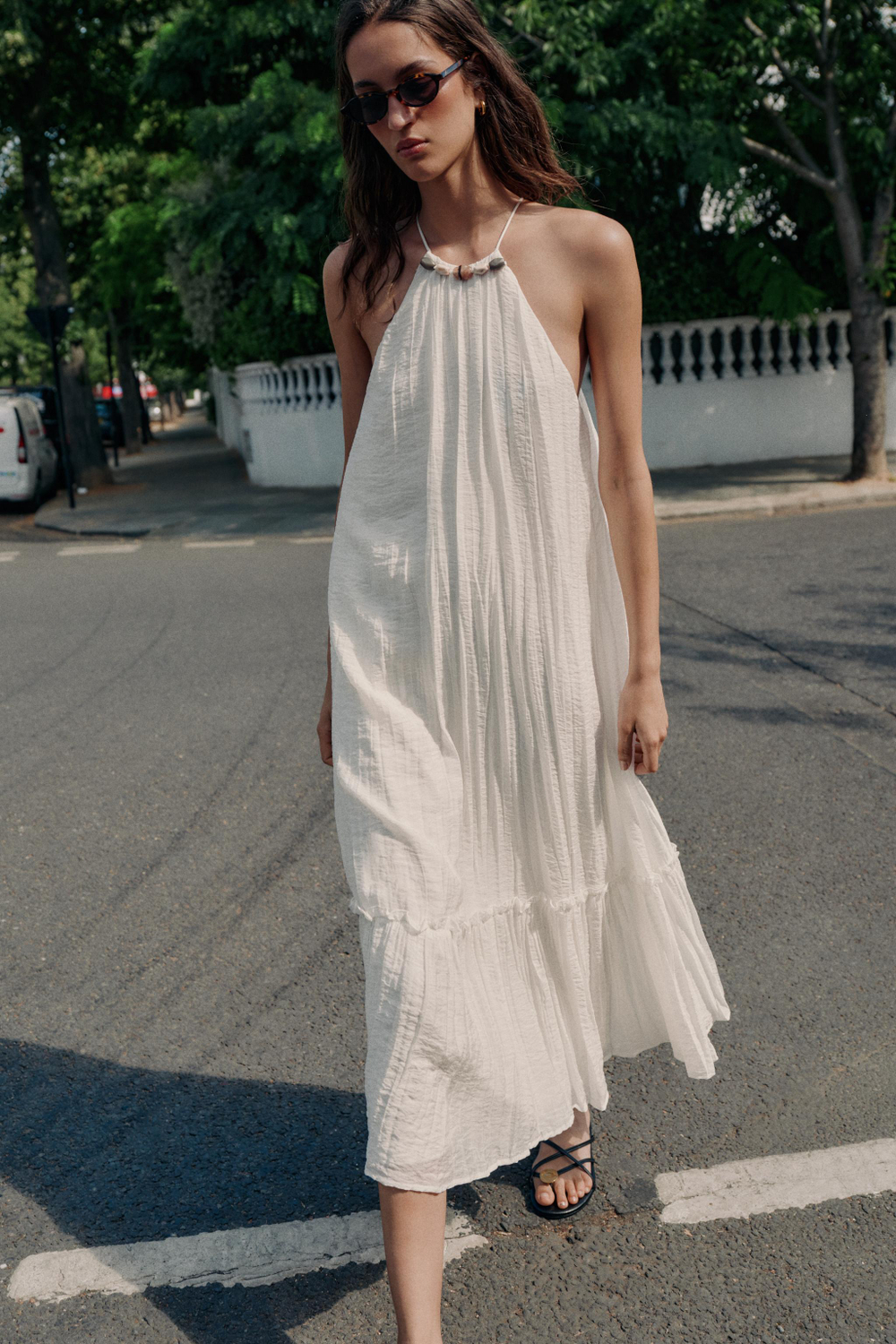 ПЛАТЬЕ МИДИ ИЗ ЖАТОЙ ТКАНИ С БУСИНАМИ — ZARA