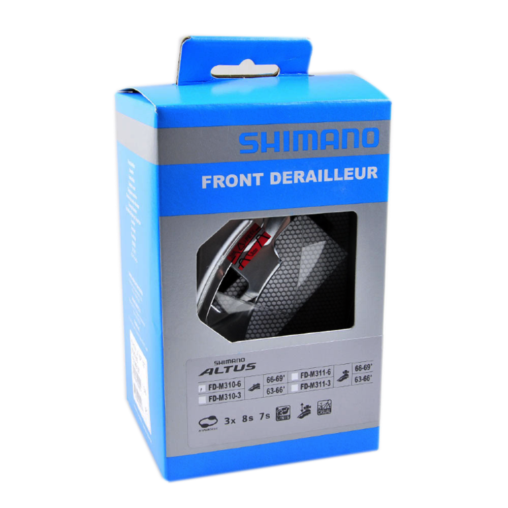 Перек-ль передний Shimano Altus, M313, ун. тяга, ун. хомут, уг.:66-69, для 42/48T