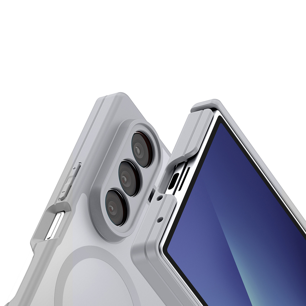 Усиленный чехол серого цвета с MagSafe для Samsung Galaxy Z Fold 7, серия Expn Series Magnetic от Dux Ducis
