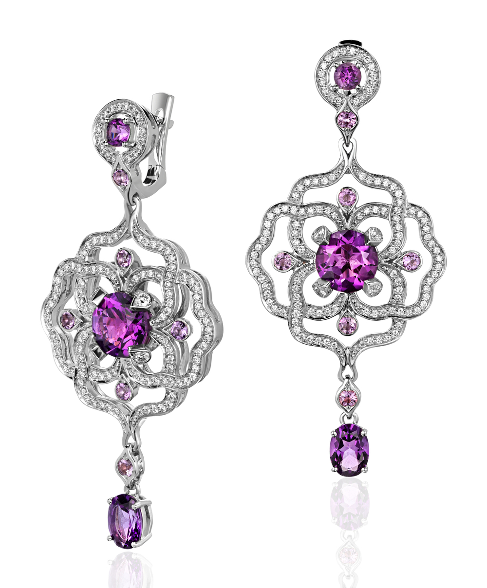 Серьги с аметистом  из белого золота JA-S-677987-7