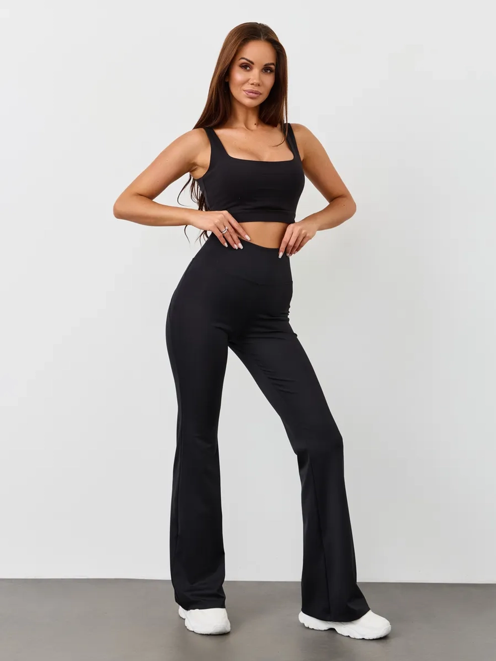 Леггинсы спортивные клеш гладкие