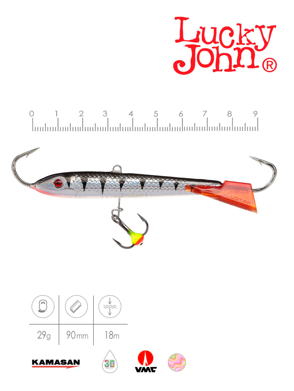 Балансир Lucky John CLASSIC 9 с тр. 85мм/12HRT блистер