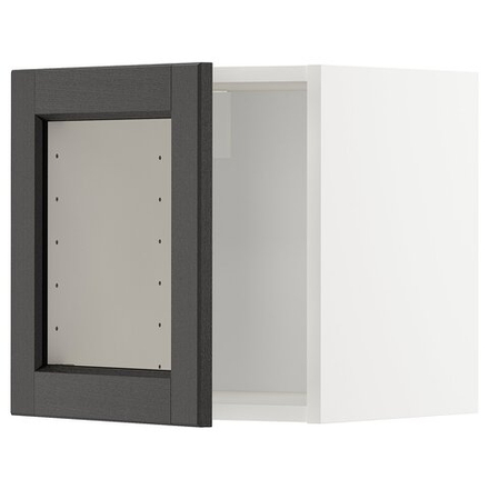 IKEA METOD  (ИКЕА МЕТОД)  -  Шкаф навесной со стеклянной дверью - белый/Лерхюттан тонированный в чёрный 40x40 см