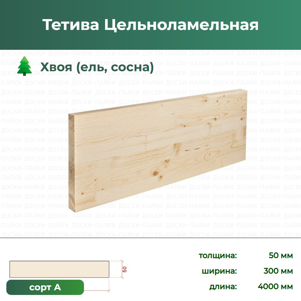 Тетива Цельноламельная, 50×300×4000 мм, сорт А