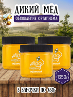 Мёд натуральный дикий набор (3 банки по 450 г), 1350 г