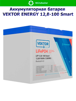 Аккумуляторная батарея VEKTOR ENERGY LFP 12,8-100 Smart (100Ah / 12,8V / 1280Wh / BMS / BT 4.0 / LiFePO4)