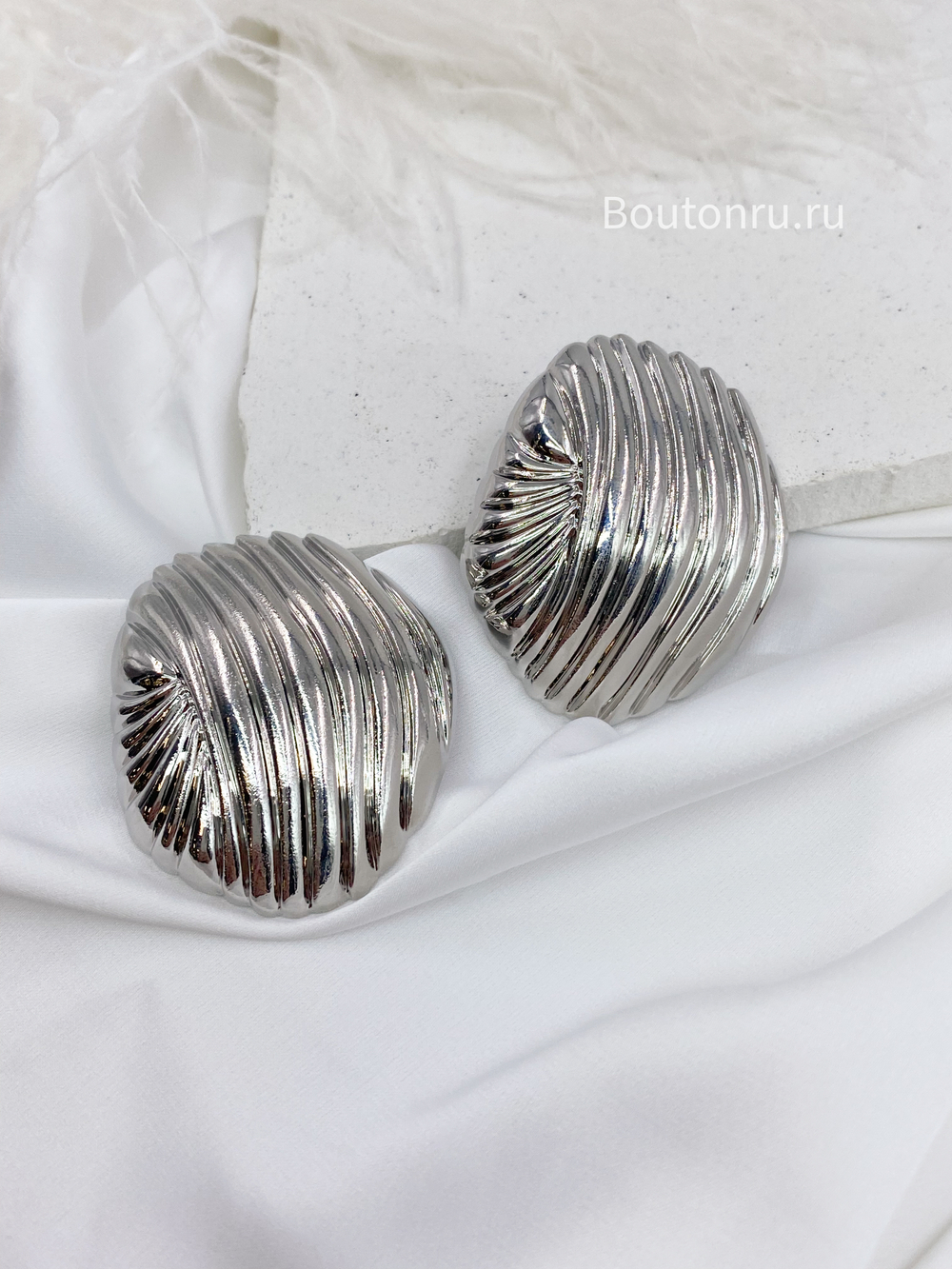Серьги СЛ. серебро рифленое