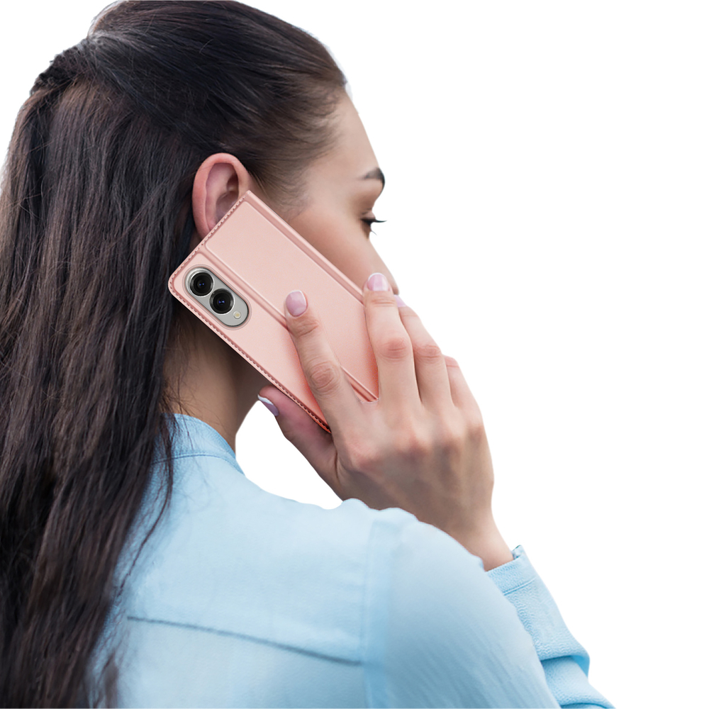 Чехол книжка из PU кожи розового цвета от Dux Ducis для смартфона Samsung Galaxy S25 Edge, серия Skin Pro Series Case
