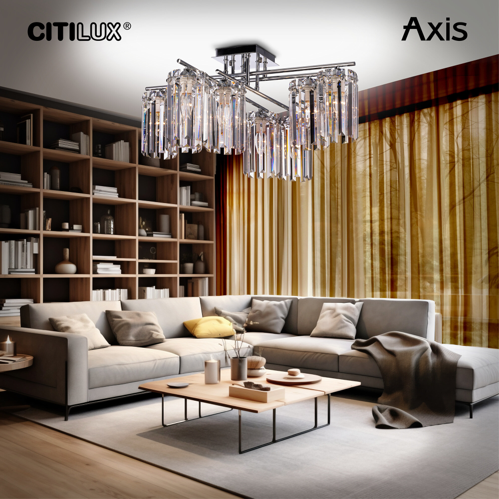 Citilux AXIS CL313281 Люстра хрустальная потолочная Хром