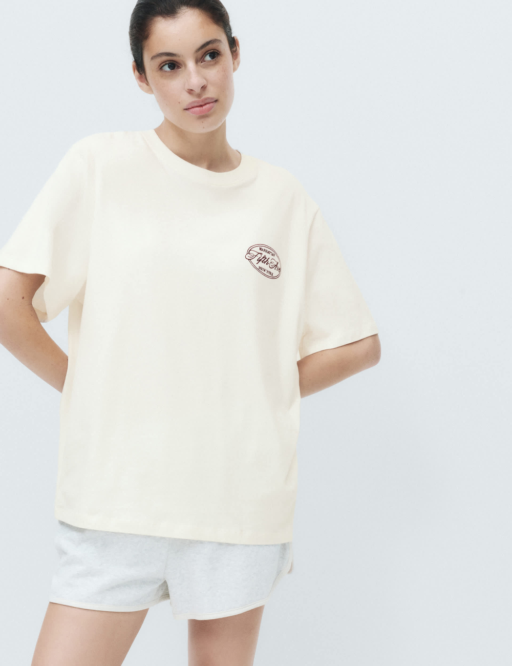 Пижамная рубашка из чистого хлопка с вышитым слоганом - Marks & Spencer