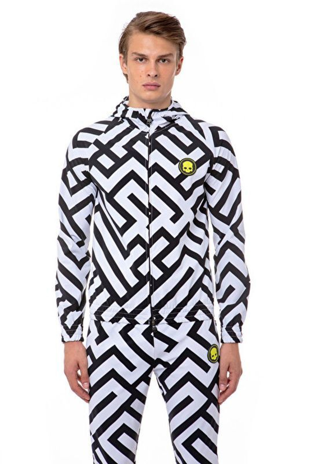 Мужская кофта теннисная Hydrogen Tech Labyrinth Jacket - white/black