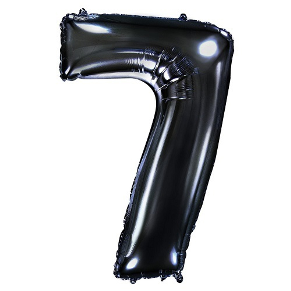 Шар фольга Цифра 7 Black Черный 102см с гелием