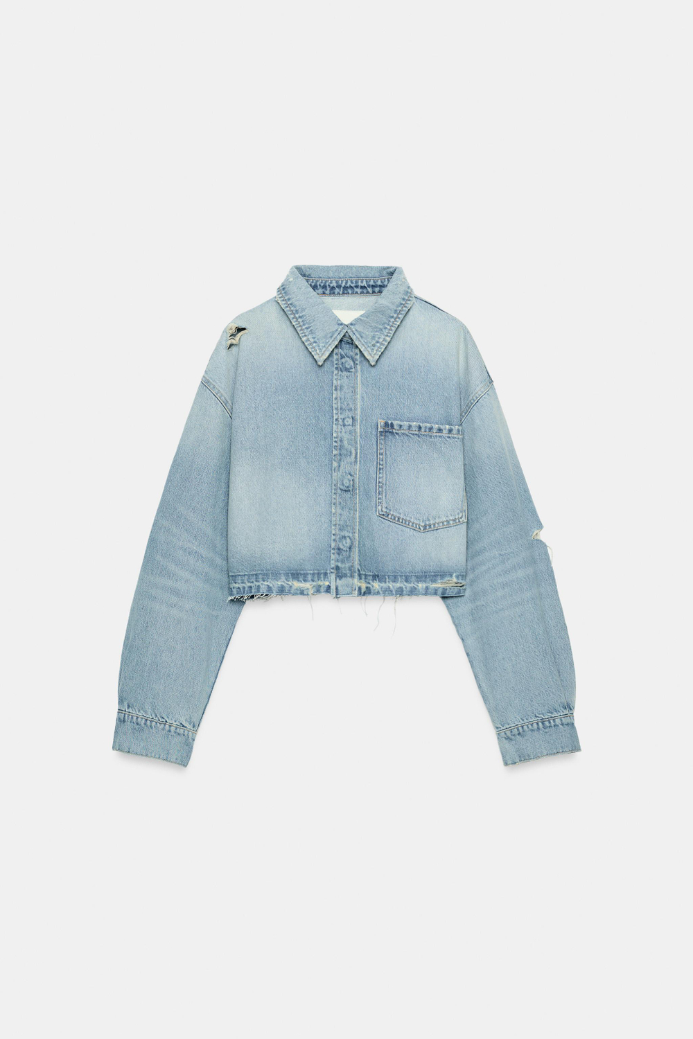 УКОРОЧЕННАЯ ДЖИНСОВАЯ КУРТКА-РУБАШКА TRF — ZARA