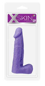 Фиолетовый фаллоимитатор XSKIN 6 PVC DONG с мошонкой - 15 см. (Цвет: фиолетовый)