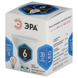 Лампа светодиодная ЭРА STD LED MR16-6W-840-GU10 6Вт софит нейтральный белый свет GU10 | Лампы cветодиодные Точечные (Софиты) (MR, PAR)