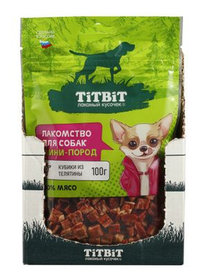 Лакомство TitBit для собак мини пород, кубики из телятины