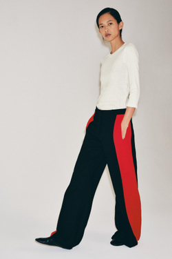 ZARA ШИРОКИЕ БРЮКИ С ПОЛОСАМИ ПО БОКАМ — ZW COLLECTION, КРАСНЫЙ/ЧЕРНЫЙ