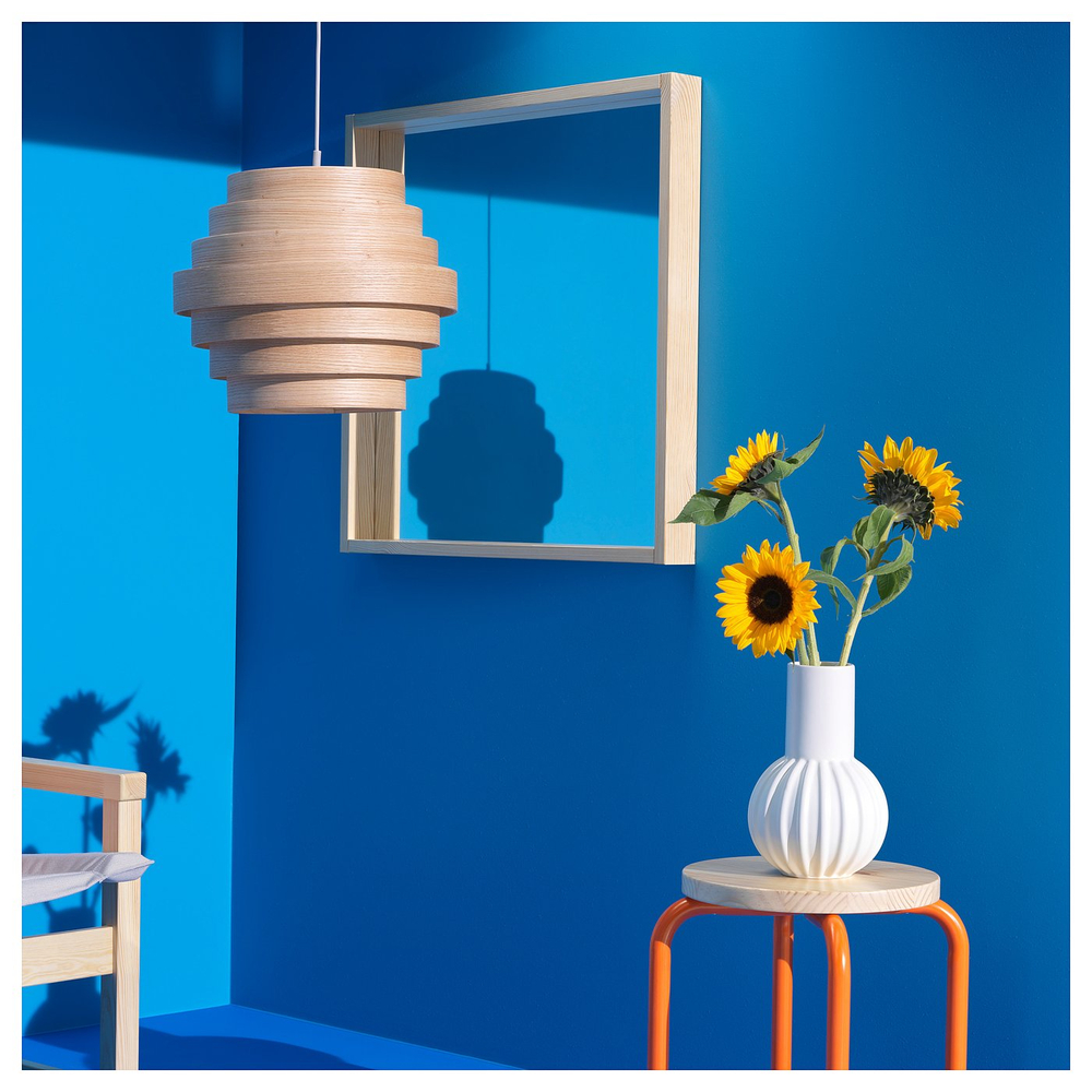 IKEA DYKARKLOCKA  (ИКЕА ДЙКАРКЛОСКА)  -  Плафон для подвесного светильника - дубовый шпон, тонированный в белый цвет, 40 см