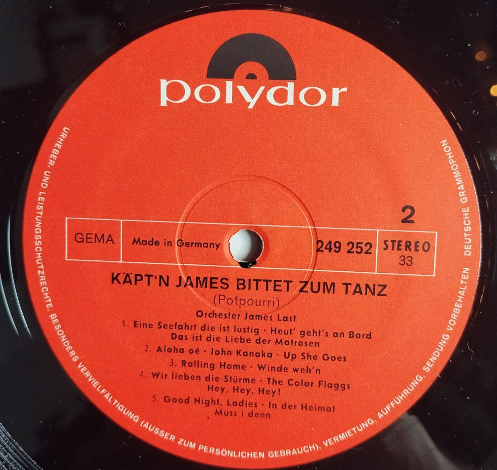 Винтажная виниловая пластинка LP James Last Джеймс Ласт Kaptan James Bittet Zum Tanz (Germany 1974)