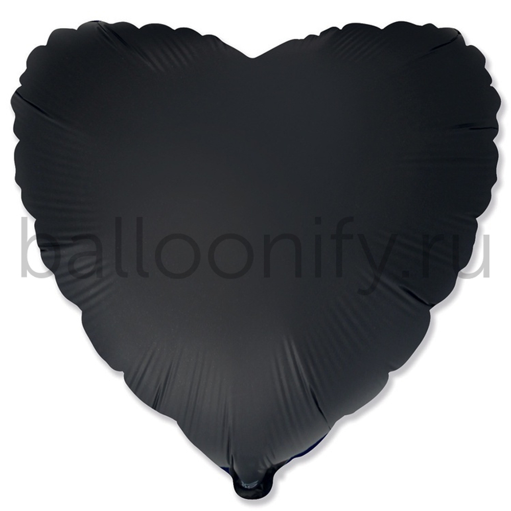 Фольгированная фигура, сердце, 18"/46СМ Сатин Black