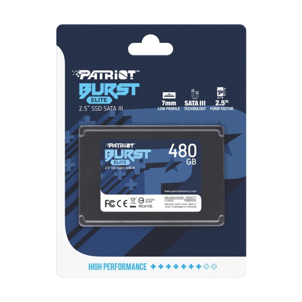 Твердотельный накопитель Patriot SSD BURST ELITE 480GB SATA3 2.5" R450/W320 TBW 200TB 3D NAND