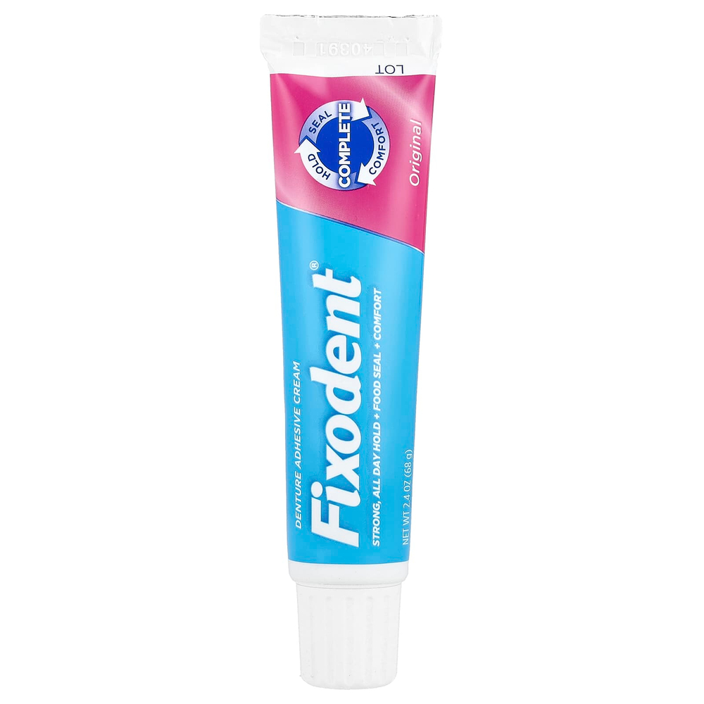 Fixodent, клейкий крем для зубных протезов, оригинальный, 68 г (2,4 унции)