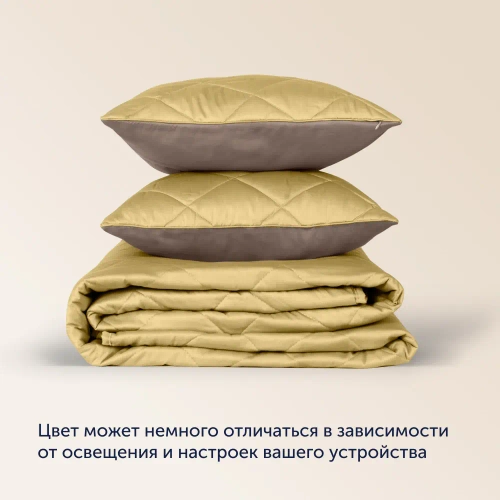 Покрывало + 2 наволочки БайКолор Шоколад/Горчица