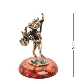 Народные промыслы AM-1039 Фигурка «Кот с саксофоном» (латунь, янтарь)
