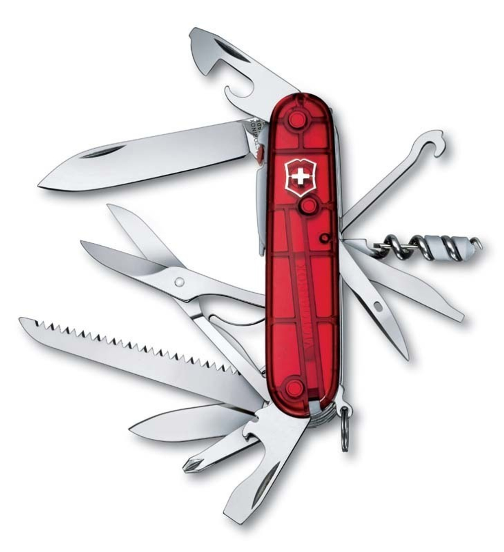 Нож перочинный VICTORINOX Huntsman Lite, 91 мм, 21 функция, прозрачный красный, 1.7915.Т