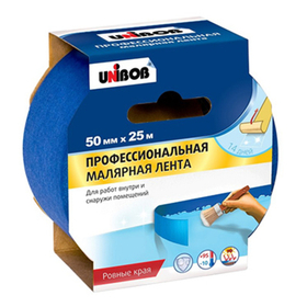 Лента малярная клейкая Unibob профессиональная нар-вн 50 мм х 25 м (48424/89343)