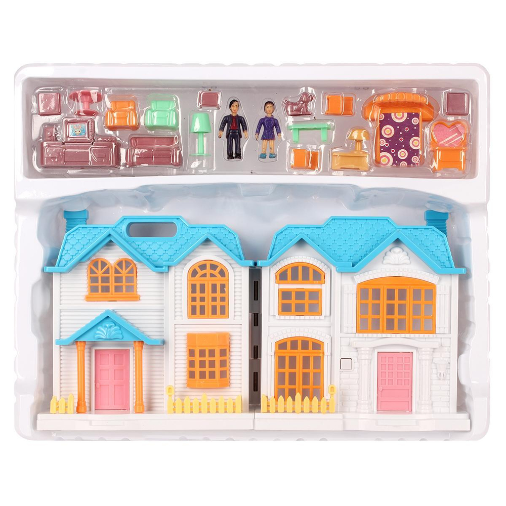 Игрушечный дом для куклы с мебелью и фигурками коробка 2277