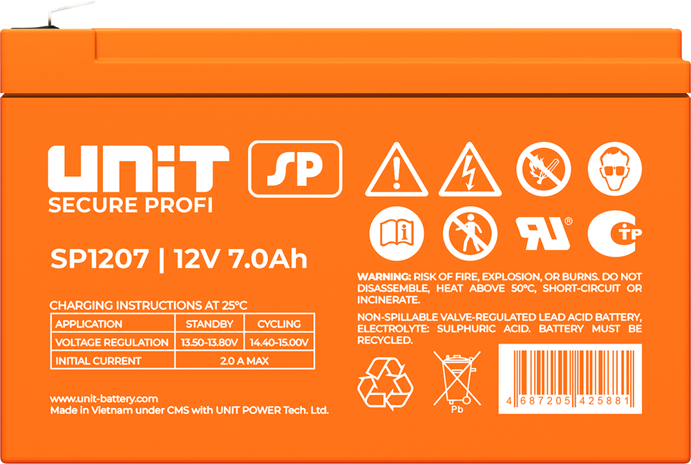 Аккумулятор UNIT SP-1207 - AGM ( 12В / 7Ач )