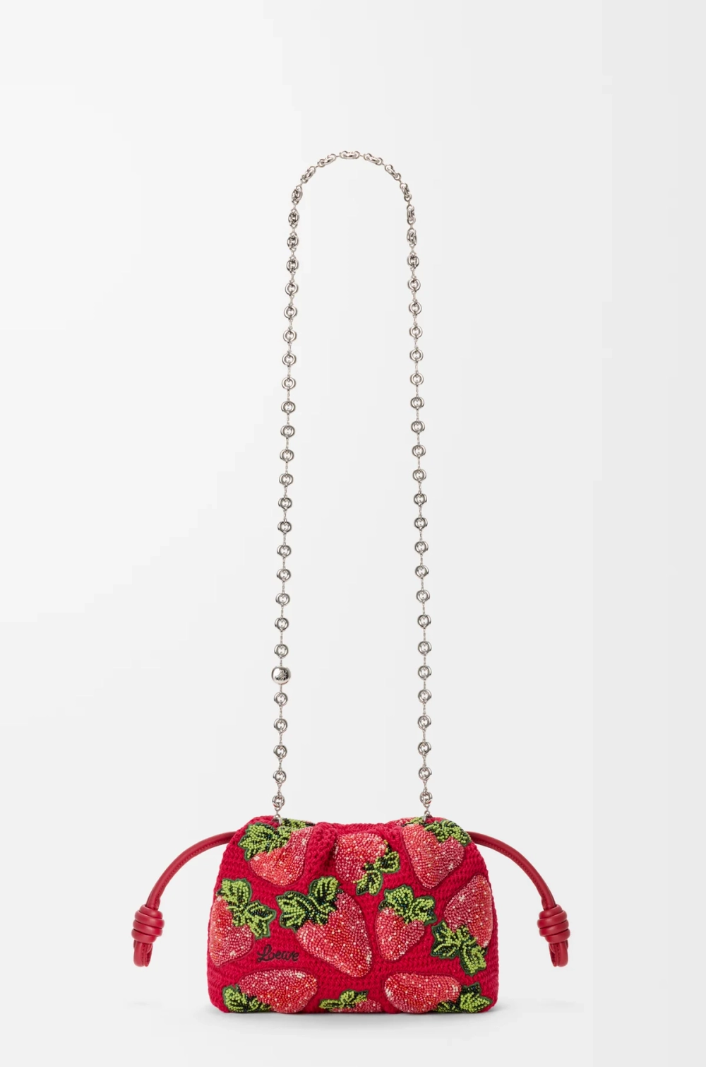 Loewe Мини-сумочка Flamenco с бисером, красный