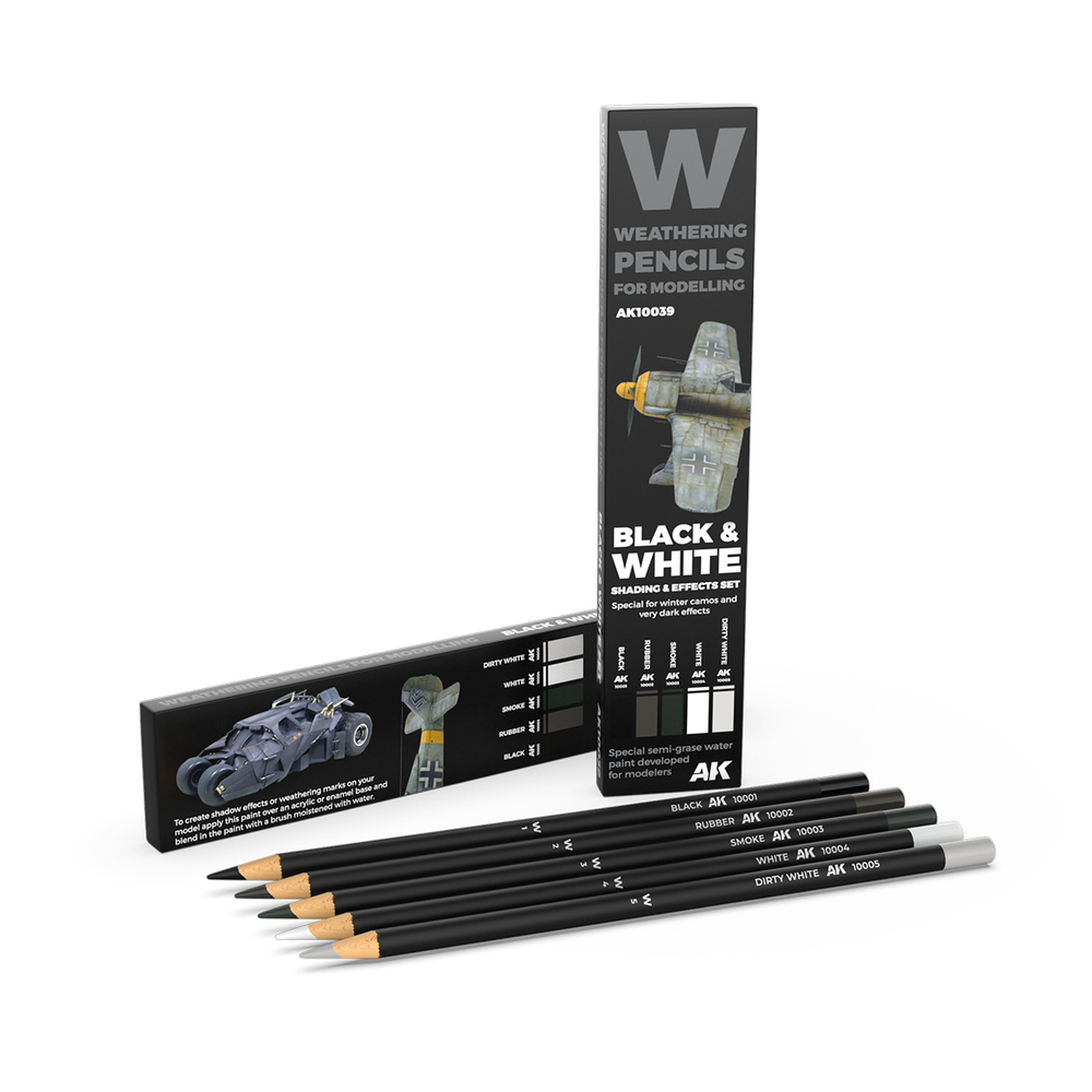 Weathering Pencils Black & White Shading & effects set