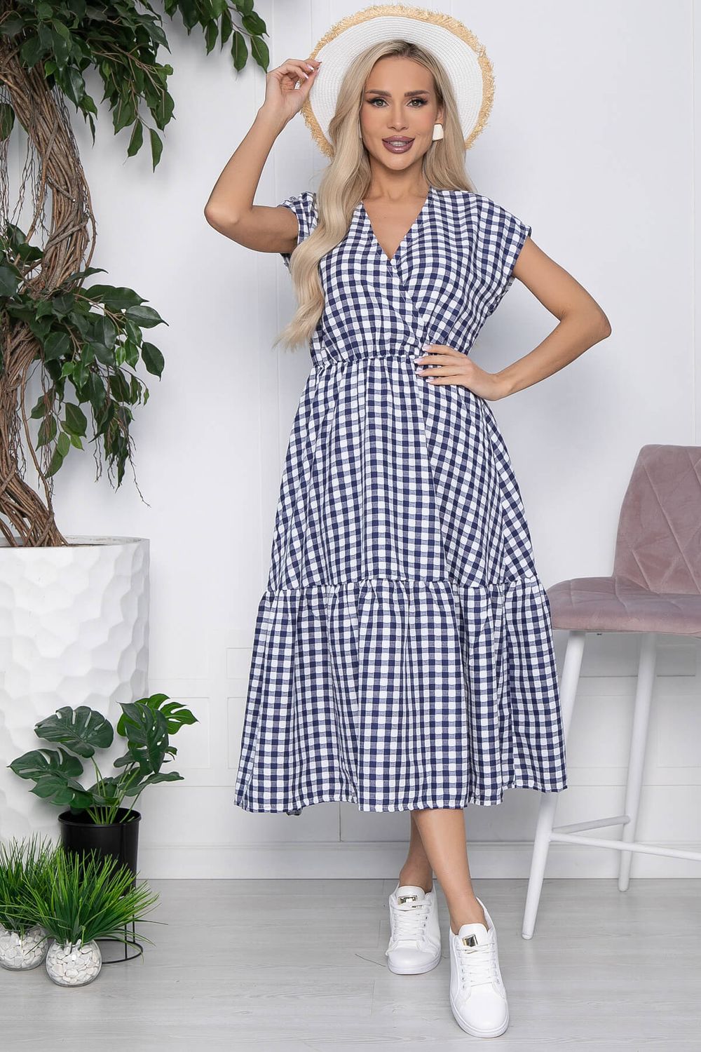 Платье Коста-Рика темно-синее в клетку П10449 LT Collection