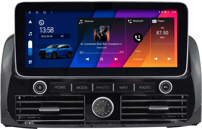 Магнитола для Toyota Land Cruiser Prado 120, Lexus GX470 (экран климата внизу) - Canbox H-Line 3041 монитор 12.3" QLED в стиле MERCEDES на Android 10, Быстрая, ТОП-процессор, CarPlay, 4G SIM-слот
