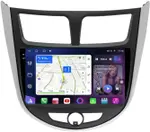 Магнитола для Hyundai Solaris 1 2010-2016 (рамка серебристо-черная тип 3) - FarCar S500-TS20 монитор 9.5" 2K QLED на Android 14, Быстрейшая, CarPlay, 4G SIM-слот