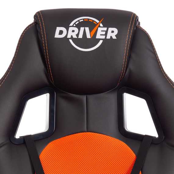 Кресло Драйвер/Driver (22) кож/зам/ткань, черный/оранжевый, 36-6/TW-07