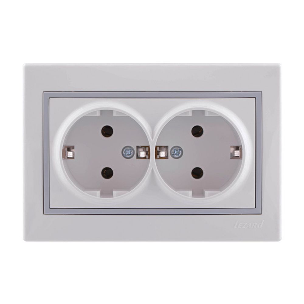 Розетка LEZARD MIRA 2-местная с/п з/к бел. 16А 250В