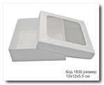 Коробка с окном код 1830 размер 12х12х5,5 см белая