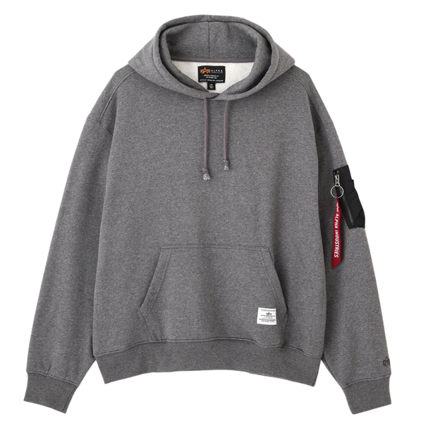 Толстовка Alpha Industries Utility Pocket Hoodie Relaxed Fit Medium Charcoal Heather (Серая)