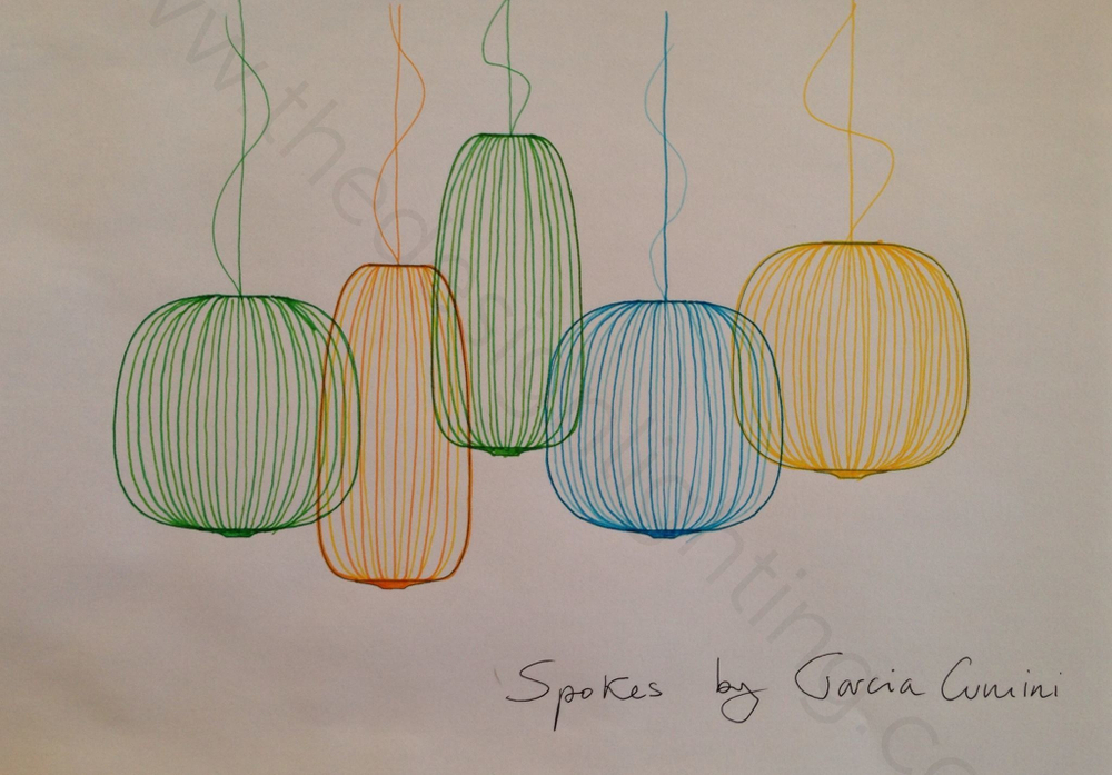 Pendant design lamp  Spokes 2 by Foscarini (Yellow)