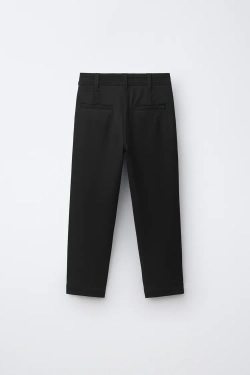 ZARA БРЮКИ STRAIGHT С ПОЯСОМ В РУБЧИК, ЧЕРНЫЙ