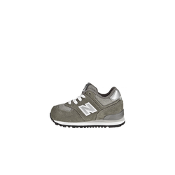 alt="New Balance 574 Pre-School Kids серые детские кроссовки с липучкой вид сбоку на белом фоне"