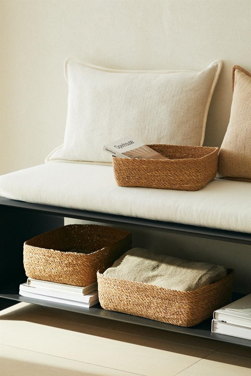 ZARA HOME ПРЯМОУГОЛЬНАЯ КОРЗИНА, СВЕТЛО-БЕЖЕВЫЙ