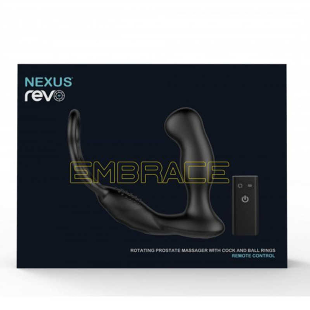 Черный вибромассажер простаты REVO Embrace с эрекционным кольцом (Цвет: черный)